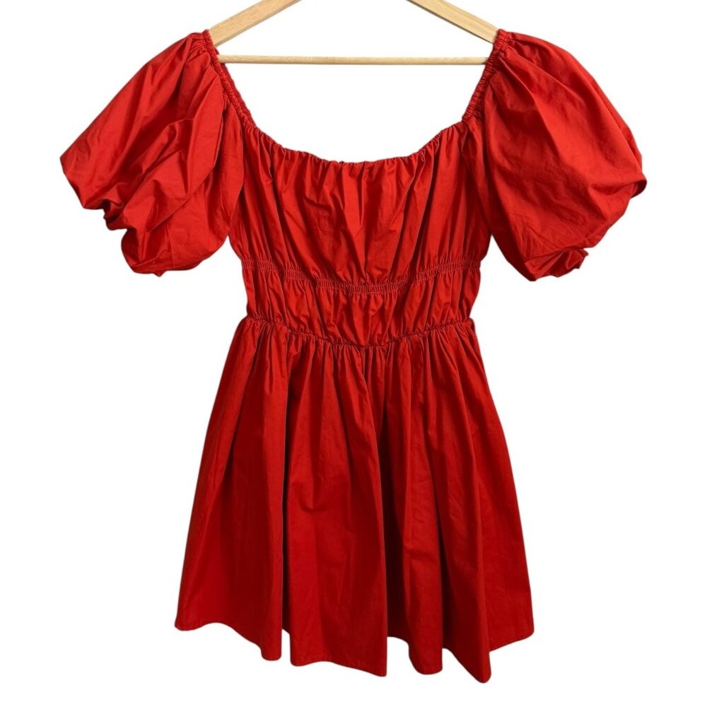 Abercrombie Fitch Puff Sleeve Dress Cottagecore Date Feminine Romantic‎ Red M